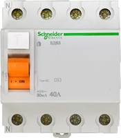 Выключатель дифференциальный (УЗО) ВД63 4п 40А 30мА тип AC | 11463 Schneider Electric тока АС Домовой аналоги, замены