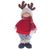 Новогодняя мягкая игрушка Девочка в красно-сером костюме h 33/27 см