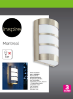 Светильник настенный Inspire Montreal E27 40 Вт IP44, цвет серебро