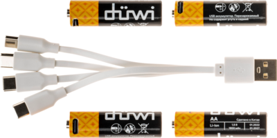 Аккумуляторная батарейка Duwi AA (Li-Ion) Li-Ion 1800 мАч 4 шт. аналоги, замены
