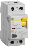 Выключатель дифференциальный (УЗО) ВД1-63 2п 40А 100мА тип AC | MDV10-2-040-100 IEK (ИЭК)