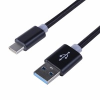 Шнур USB 3.1 type C (male)-USB 2.0 (male) в тканевой оплетке 1 м черный | 18-1884 REXANT