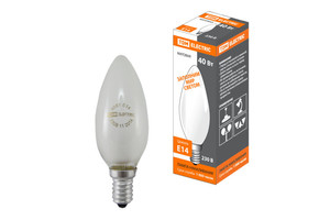 Лампа накаливания ЛОН 40Вт E14 230В свеча матовая | SQ0332-0017 TDM ELECTRIC