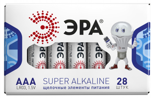 Батарейка щелочная (алкалиновая) LR03-28 box (28/1120/44800) (AAA) | Б0002909 ЭРА (Энергия света) ААА упаковка 28 шт Элемент питания SUPER Alkaline алкалиновый AAA/LR03-28 купить в Москве по низкой цене