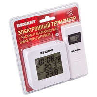 Электронный термометр с часами и беспроводным выносным датчиком | 70-0592 SDS REXANT