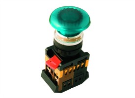 Кнопка AELA-22 "Грибок" зеленый d22мм неон/230В 1з+1р | SQ0704-0014 TDM ELECTRIC