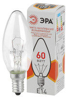 Лампа накаливания ЛОН ДС 60-230-E14-CL (B36) свечка 60Вт 230В E14 цв. упаковка | Б0039129 ЭРА (Энергия света)