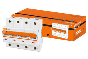Выключатель автоматический ВА47-125 четырехполюсный 63А 15кА характеристика С - SQ0208-0093 TDM ELECTRIC