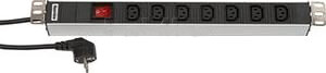 Блок розеток SHT19-7IEC-S-2.5EU для 19дюйм шкафов горизонт. с выкл. подсветкой 7 х IEC 320 C13 (16А) каб. пит. 2.5м вилкой Schuko 482.6х44.4х44.4мм Hyperline 29230