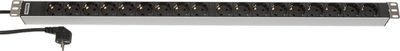 Блок розеток SHT-18SH-2.5EU розеток, 18 16 A, шнур 2.5м (945 x 44.4 мм) | 29293 Hyperline х 945Х44.4Х44.4мм аналоги, замены