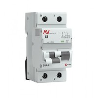 Выключатель автоматический дифференциального тока DVA-6 1п+N 6А C 30мА тип AC AVERES | rcbo6-1pn-6C-30-ac-av EKF