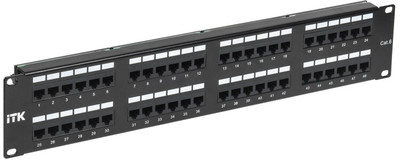Патч-панель ITK 2 юнита категория 6 UTP 48 портов (Dual) с кабельным органайзером - PP48-2UC6U-D05-1 IEK (ИЭК)