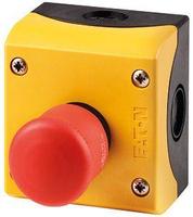 Кнопка аварийной остановки защищенная 1 замыкающий / размыкающий контакты красная корпус желтый, M22-PV/KC11/IY - 216525 EATON