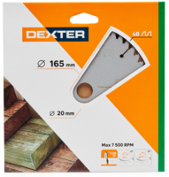 Диск пильный по дереву Dexter FD-E031652048T 48Т 165x20x1.4 мм, кольца: 16 и 12