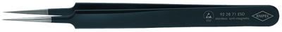 Пинцет ESD захватный прецизионный гладкие губки игловидные кончики антистатический L-110 мм нержавеющая хромоникелевая сталь хромированный KN-922871ESD KNIPEX аналоги, замены