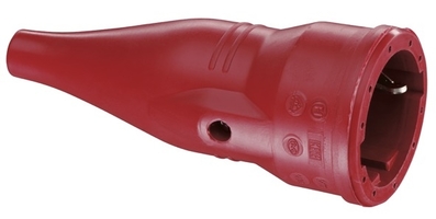 Кабельная розетка резиновая прямой ввод с мультизаземлением, IP44 16A 2P+E 250V, красный - 1479040 ABL SURSUM цена, купить
