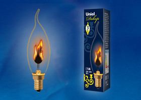 Лампа декоративная IL-N-CW35-3/RED-FLAME/E14/CL с типом свечения "эффект пламени" форма "свеча на ветру" прозр. упак. картон Uniel UL-00002982