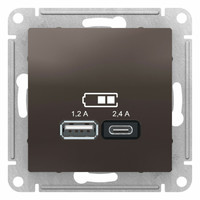 Розетка USB AtlasDesign тип A+C 5В/2.4А 2х5В/1.2А механизм мокко SchE ATN000639 Schneider Electric