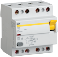 Выключатель дифференциальный (УЗО) ВД1-63 4п 16А 10мА тип AC | MDV10-4-016-010 IEK (ИЭК) тока АС(Электромеханическое) ИЭК цена, купить