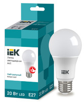 Лампа светодиодная Eco 20Вт A60 шар грушевидная 4000К нейтр. бел. E27 230В IEK LLE-A60-20-230-40-E27 (ИЭК)