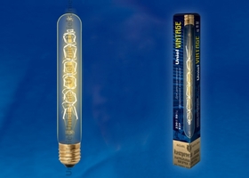 Лампа накаливания ЛОН Vintage IL-V-L32A-60/GOLDEN/E27 CW01 «цилиндр», длина 185 мм. нити CW | UL-00000485 Uniel декоративная 60 вт 300 Лм E27 цена, купить
