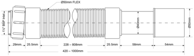 Труба гофрированная McAlpine раздвижная 1.1/2 40/50мм, длина 1000 мм MRMF2 аналоги, замены