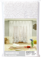 Занавеска для кухни на ленте «Хоровод» 265х165 см полиэстер цвет белый