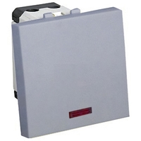 Выключатель с индикатором 45х45 мм (схема 1L) 16 A, 250 B (серебристый металлик) LK45 | 850903 Ecoplast цена, купить