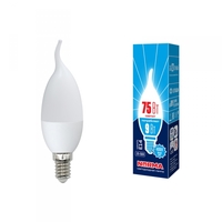 Лампа светодиодная LED-CW37-9W/NW/E14/FR/NR Форма свеча на ветру, матовая. Серия Norma. Белый свет (4000K). Картон. ТМ Volpe Uniel UL-00003808 4000K 9Вт E14 цена, купить