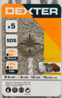 Набор буров по бетону SDS-plus Dexter FD-SET11, 6-12 мм, 5 шт.