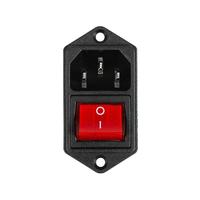 Выключатель клавишный 250 V 16 А (4с) ON-OFF красный с подсветкой и штекером C14 3PIN | 36-2282 REXANT