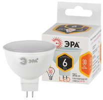 Лампа светодиодная LED MR16-6W-827-GU5.3 (диод, софит, 6Вт, тепл, GU5.3) ЭРА, (10/100/4000) ЭРА - Б0020542 (Энергия света)