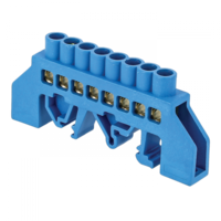 Шина нулевая N 8х12 8 отвер. латунь син. нейлоновый корпус комбинированный PROxima EKF sn0-125-8-dn