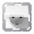 Штепсельная розетка SCHUKO одинарная, с заземлением, крышкой, шторками, 16A, 250В (механизм + накладка, без рамки). Серия A500 Материал- дуропласт Цвет- белый JUNG A1520KIKLWW