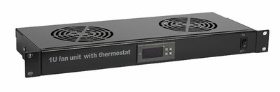 Модуль вентиляторный TRFA-MICR-2F-RAL9004 19",1U,гл.170мм,с термост.и 2я вент.,номин.мощн.35.20Вт,с каб.пит.C13-Schuko1.8м,черн. | 28432 Hyperline