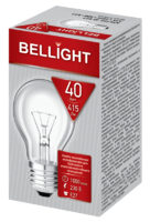 Лампа накаливания E27 40 Вт шар прозрачный, тёплый белый свет BELLIGHT