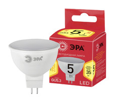 Лампа светодиодная ECO LED MR16-5W-827-GU5.3 (диод, софит, 5Вт, тепл, GU5.3) ЭРА (10/100/4000) - Б0019060 (Энергия света)