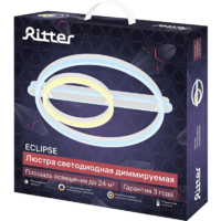Люстра потолочная светодиодная диммируемая, Ritter ECLIPSE 52086 7, с д/у, 96 Вт, 24 м², 2700К-6500К, цвет белый/хром