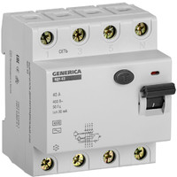 Выключатель дифференциальный (УЗО) ВД1-63 4п 40А 30мА тип AC GENERICA | MDV15-4-040-030 IEK (ИЭК)