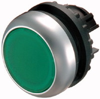 Головка управляющая кнопки с подсветкой M22-DRL-G EATON 216948 зеленый изменение функции фиксация/без плоская c IP67 цена, купить