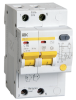 Выключатель автоматический дифференциального тока АД12 2п 10А C 30мА тип AC (3 мод) | MAD10-2-010-C-030 IEK (ИЭК)