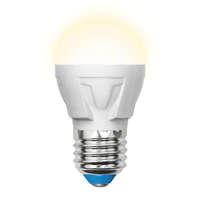 Лампа светодиодная LED-G45 7W/WW/E27/FR PLP01WH форма "шар" мат. серия "ЯРКАЯ" свет теплый бел. 3000К упак. картон Uniel UL-00002420