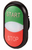 Двойная кнопка с сигнальной лампой обозначением START, STOP, цвет зеленый/красный, черное лицевое кольцо, M22S-DDL-GR-GB1/GB0 - 216703 EATON