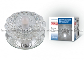 Светильник декоративный встраиваемый DLS-F102 G9 GLASSY/CLEAR "Fiore" без лампы основание стекло цвет зеркальный отделка кристалл прозр. Fametto 09976 аналоги, замены
