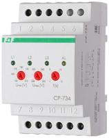 Реле напряжения CP-734 (трехфазное; контроль нижнего (150-210В) и верхнего (240-270В) порога напряжения; отдельный контакт на каждую фазу; монтаж DIN-рейке 35мм 3х400/230 N 3х8А 3х1R IP20) F&F EA04.009.007 Евроавтоматика ФиФ