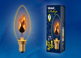Лампа декоративная IL-N-C35-3/RED-FLAME/E14/CL с типом свечения "эффект пламени" форма "свеча" прозр. упак. картон Uniel UL-00002981