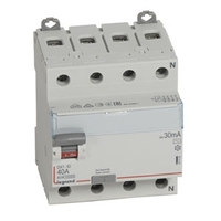 Выключатель дифференциальный (УЗО) DX3-ID 4п 40А 30мА тип AC | 411703 Legrand тока АC N справа цена, купить