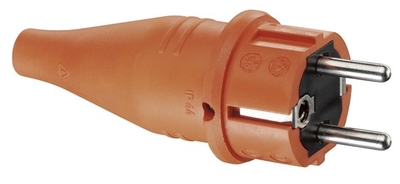 Кабельная резиновая вилка прямой ввод с мультизаземлением IP44 16A 2P+E 250V, оранжевый - 1419170 ABL SURSUM аналоги, замены
