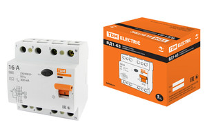 Выключатель дифференциальный (УЗО) ВД1-63 4п 16А 300мА тип AC | SQ0203-0027 TDM ELECTRIC