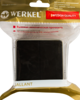 Выключатель накладной влагозащищённый Werkel Gallant 2 клавиши IP44 цвет чёрный с серебром